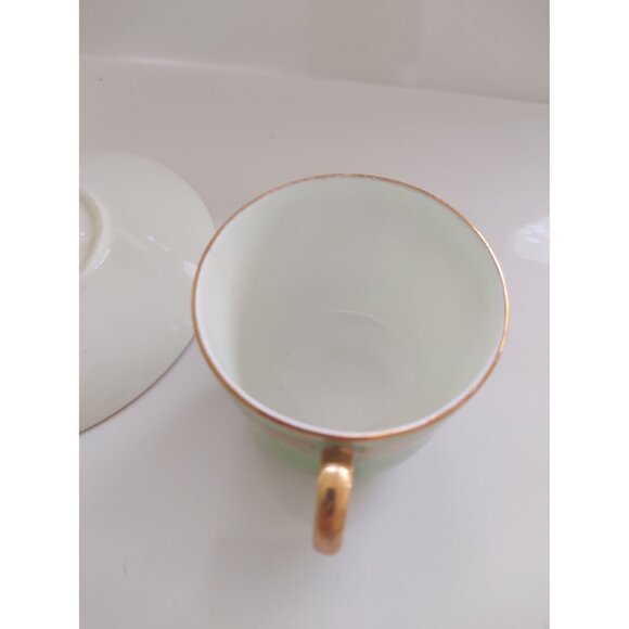 Vintage Coalport Bone China Demitasse Cups & Saucers Sets One Green/One Yellow - Picture 11 of 16